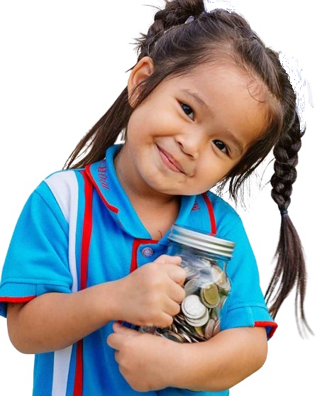 girl with jar full of coins